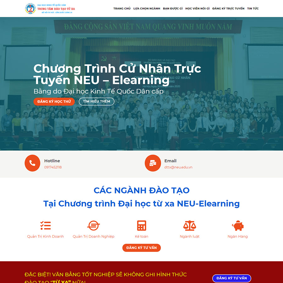 Website trung tâm đào tạo