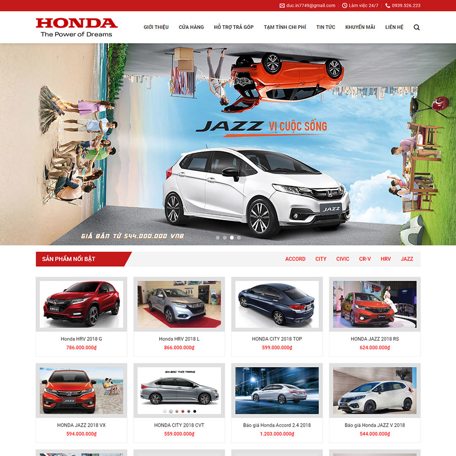 Website bán xe honda
