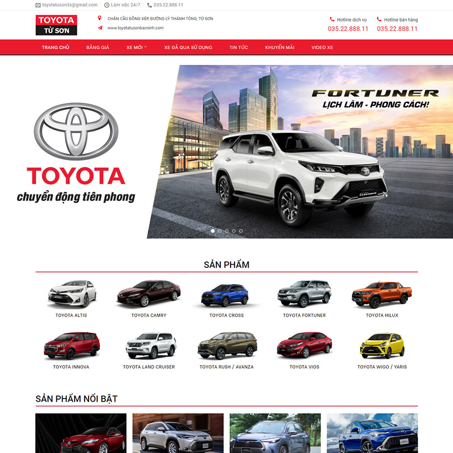 Website bán xe toyota 02
