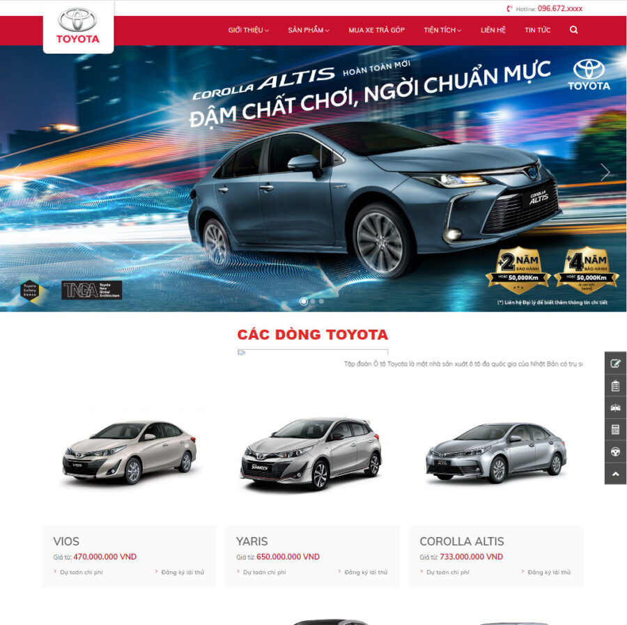 Website bán xe toyota 03